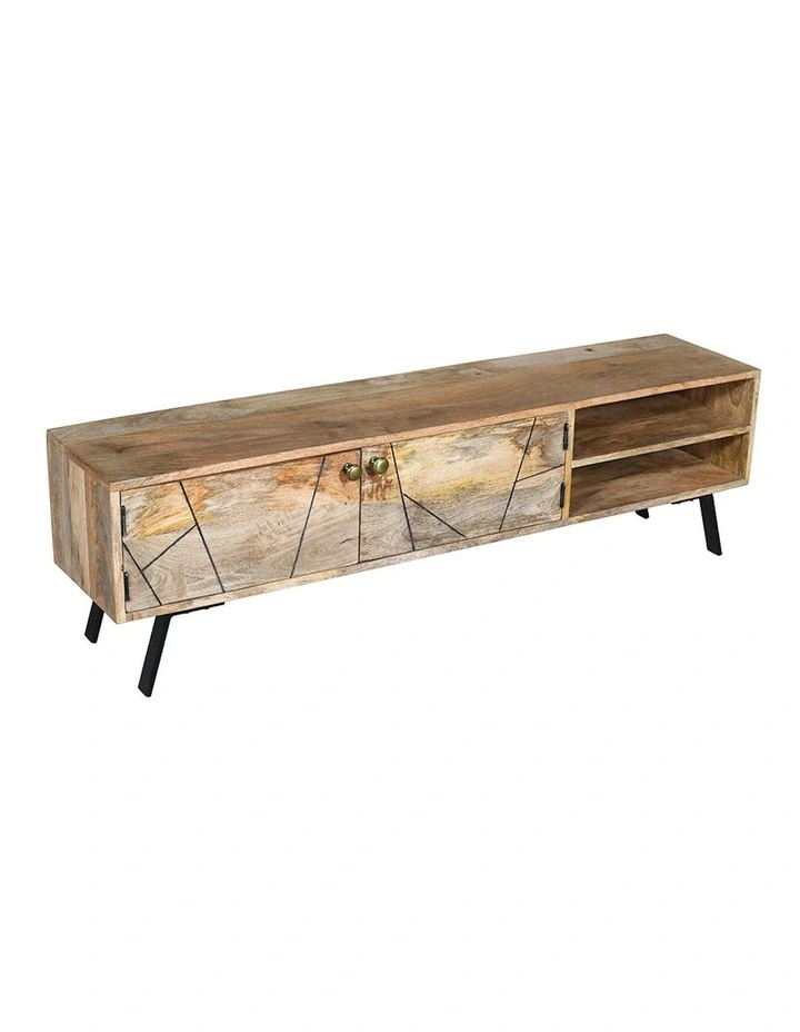 Leia 2 Doors Mango Wood Modern TV Unit 140cm in Natural