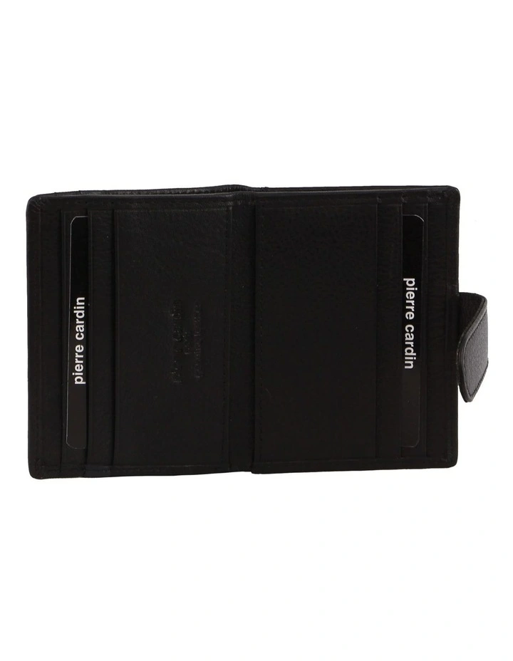 Leather Two Toned Card Holder Tab Wallet in Black/Navy