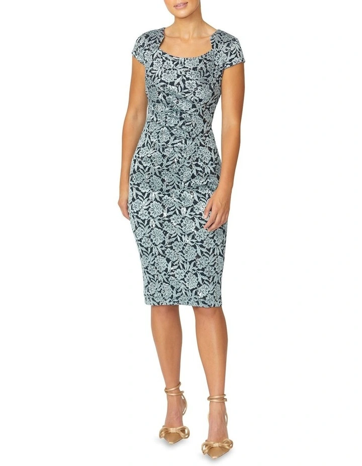 Helena Mint Stretch Lace Dress in Green