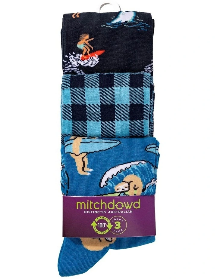 Bamboo Surfside Socks 3 Pack in Multi