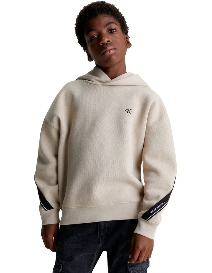 Pique Interlock Tape Hoodie in Plaza Taupe