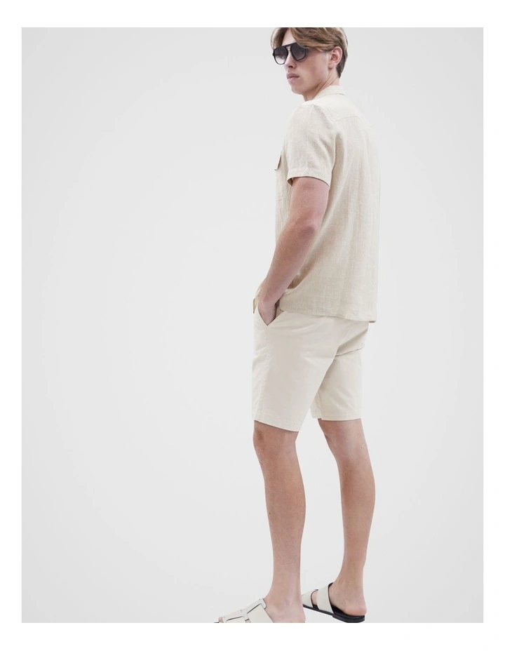Camp Collar Linen Regular Shirt in Oatl Marle