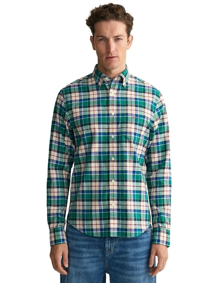 Checked Oxford Long Sleeve Shirt in Lush Green