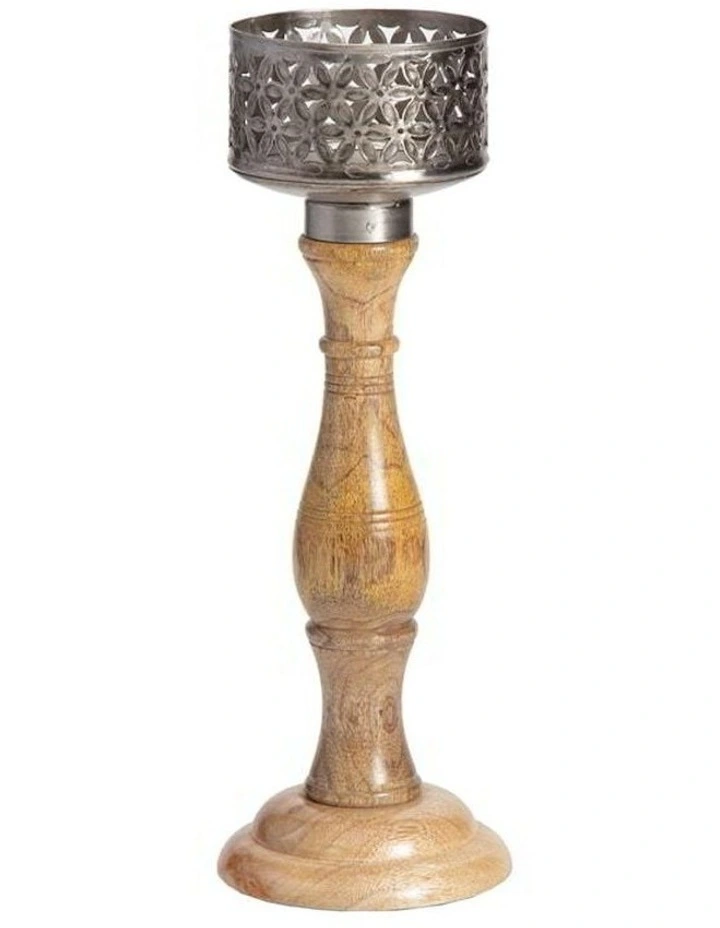 Handcrafted Bloom Pillar Candleholder 35cm in Multi