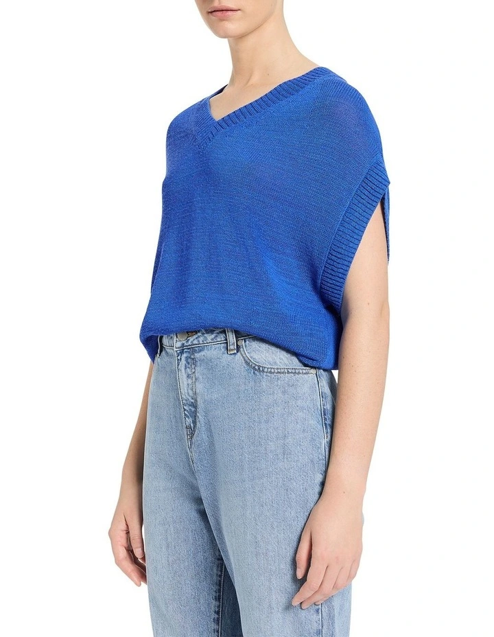 Nova Knit Gilet Jumper in Cameo Blue