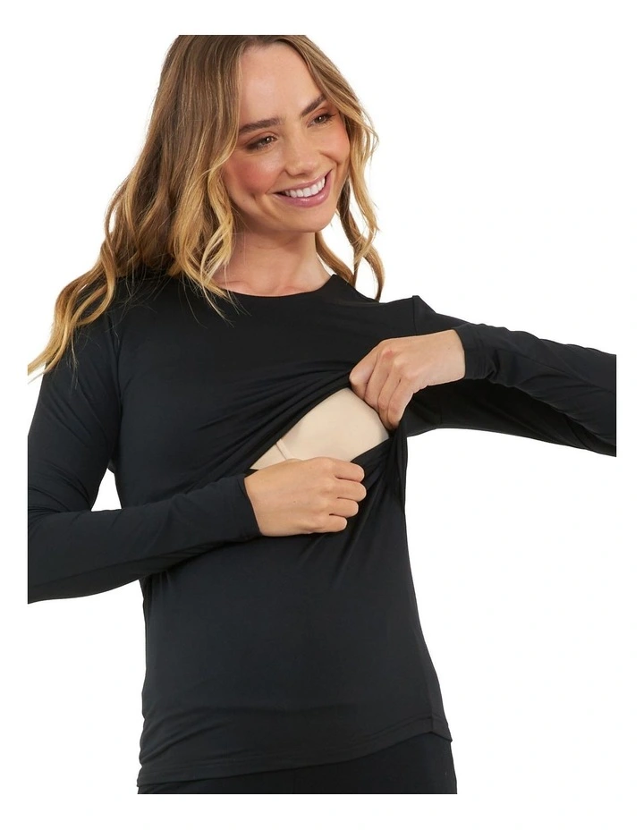 Luxe Knit Nursing Top in Black