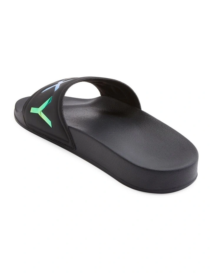 Slippy Slider Sandals in Black/Fluorescent