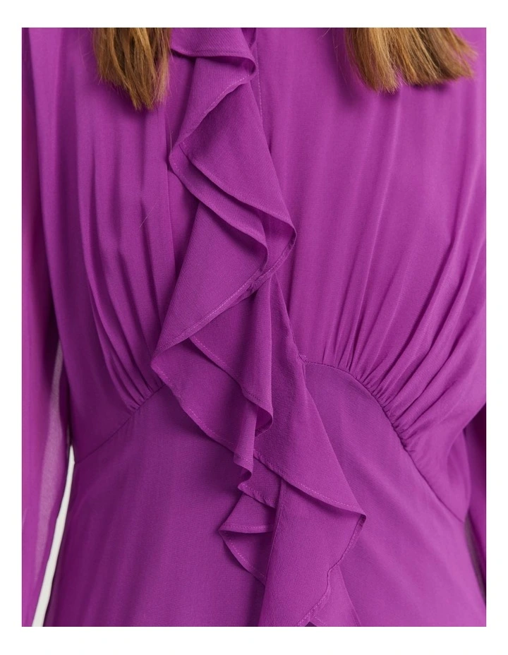 Ruffle Detail Maxi Dress in Boysenberry