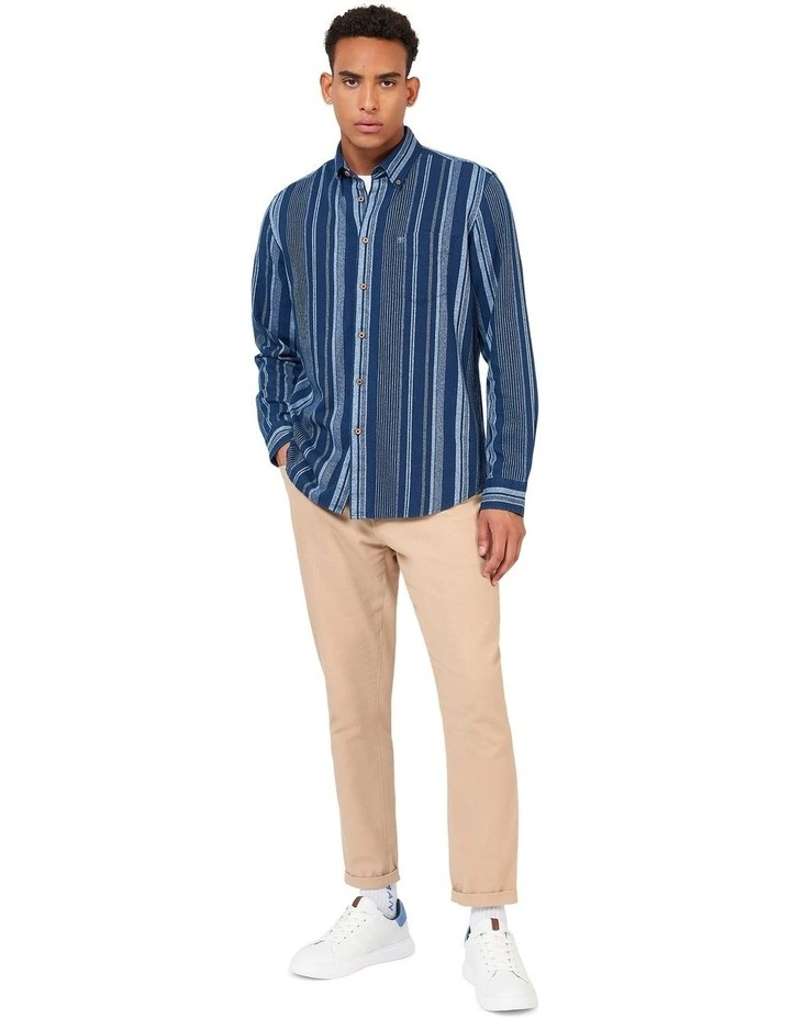Indigo Stripe Long Sleeve Shirt in Blue
