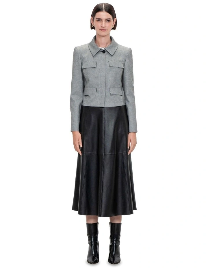 Houndstooth Crop Jacket in Black/White