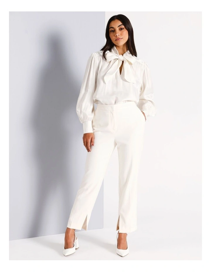 Straight Leg Suit Pant in Ecru