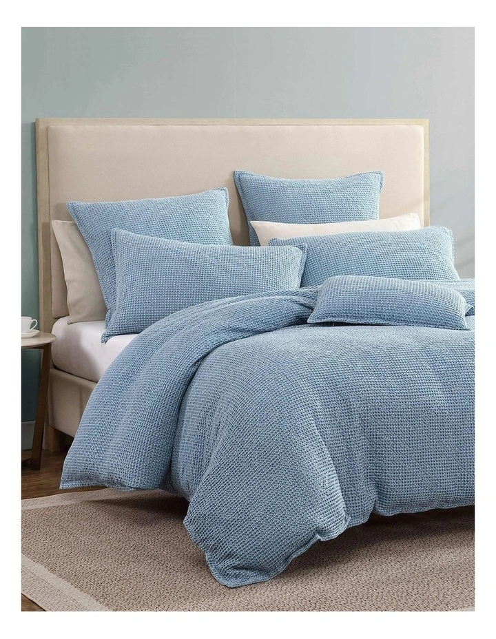 Urban Waffle Quilt Cover Set in Steel