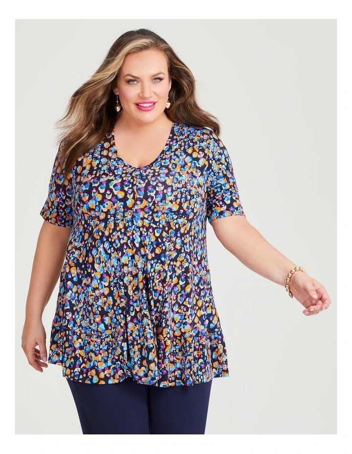 V Neck Bamboo Empire Top in Print