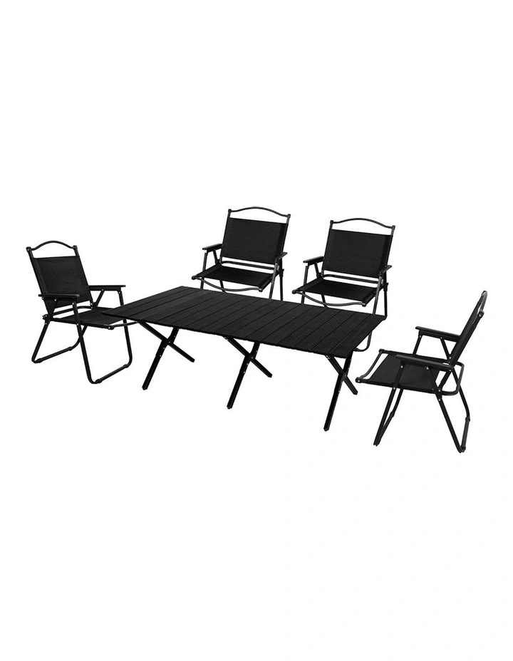 Folding Camping Table Chair in Black