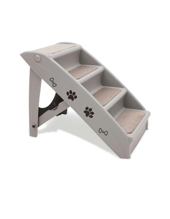 Furtastic Foldable 50cm Pet Stairs Dog Ladder Cat Ramp in Grey