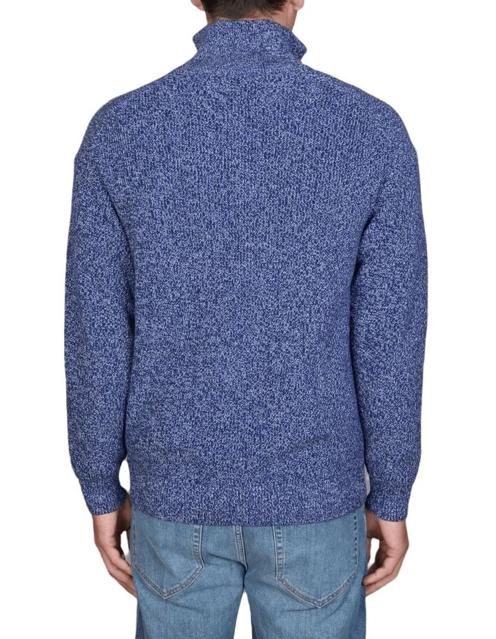 Twisted Yarn Half-Zip Sweater in Evening Blue