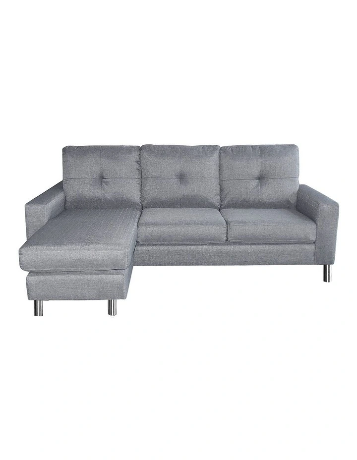 Linen Corner Sofa Couch Lounge L-shape Chaise Dark Grey