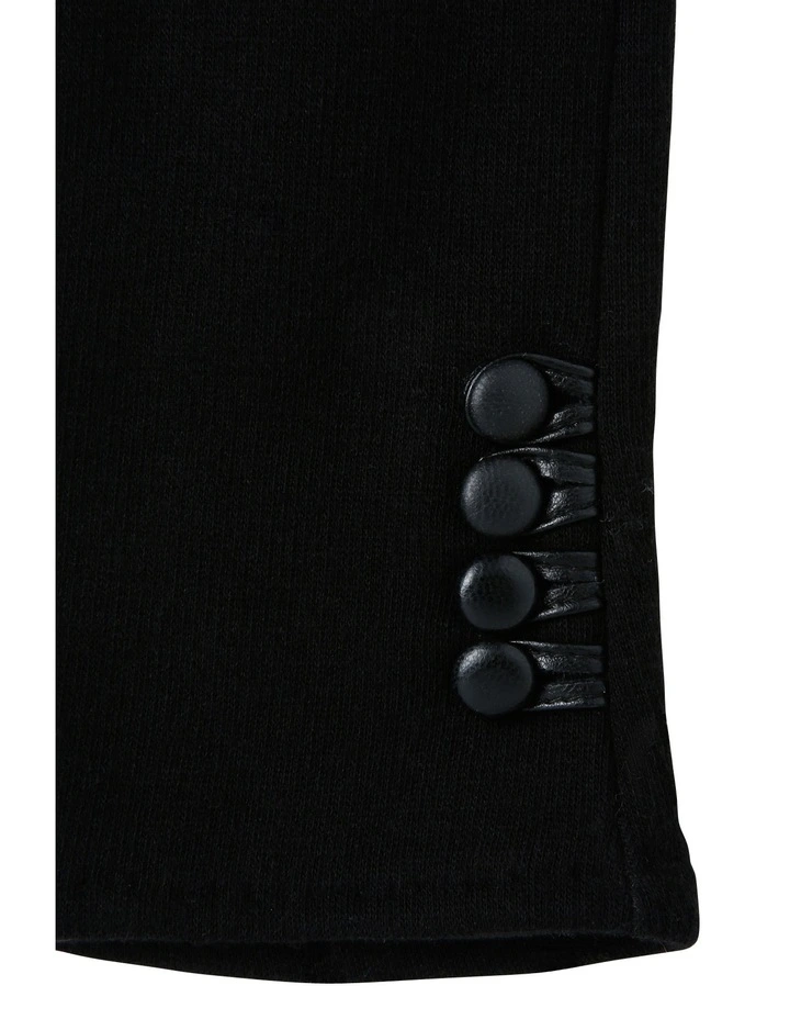 Button Trimmed Black Cotton Gloves