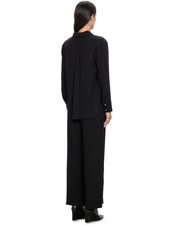 European Twill Button Shirt in Black