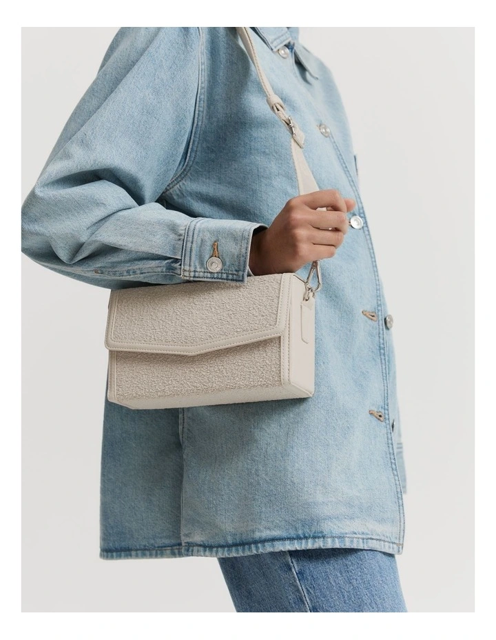 Boucle Boxy Crossbody Bag in Oat Milk