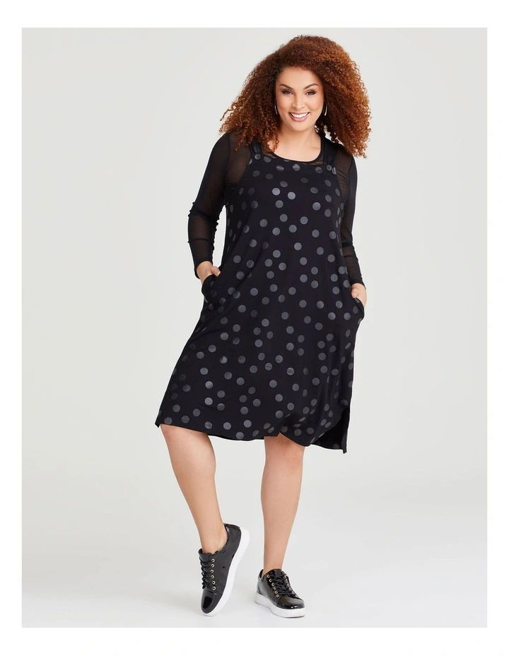 Natural Spot Pinafore Dress in Black