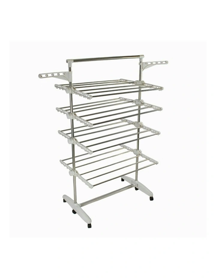 Foldable Indoor Outdoor Clothes Hanger Laundry Drying Rack 4 Tier in White