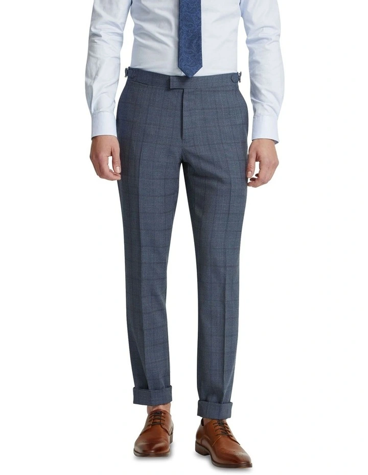 Byron Wool Suit Trousers With Side Tab in Blue
