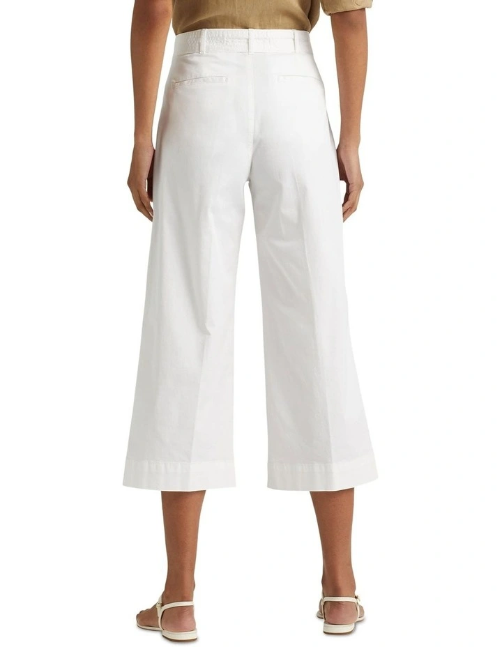 Micro-Sanded Twill Belted Wide-Leg Pant in White