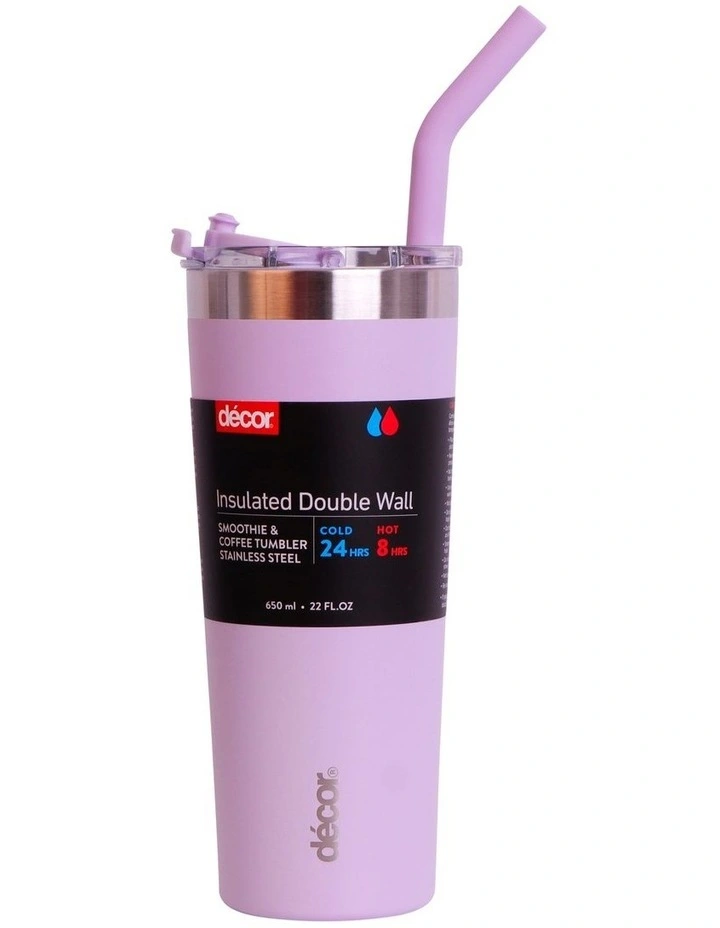 Extra Large Double Wall Smoothie and Coffee Tumbler 650ml in Assorted