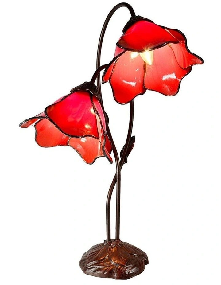 Twin Lotus Lamp Red