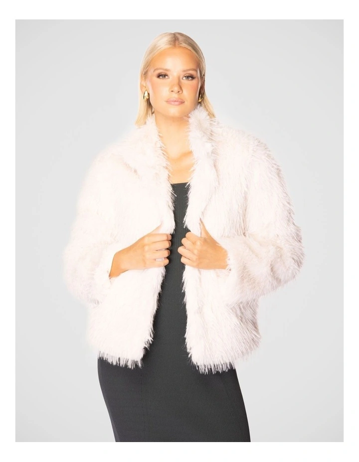 Jette Faux Fur Jacket in Ivory