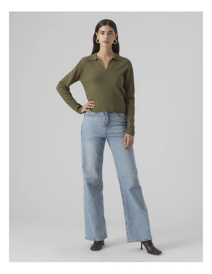 Taffy Knit Polo Top in Green