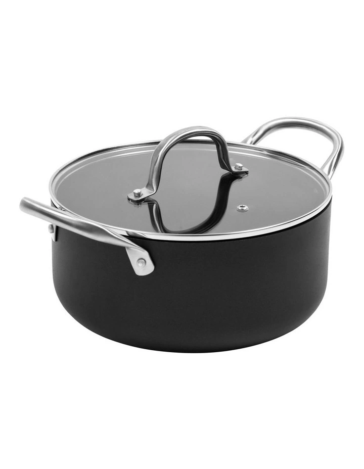 Meteore Non-Stick Casserole with Flat Lid 24cm in Black
