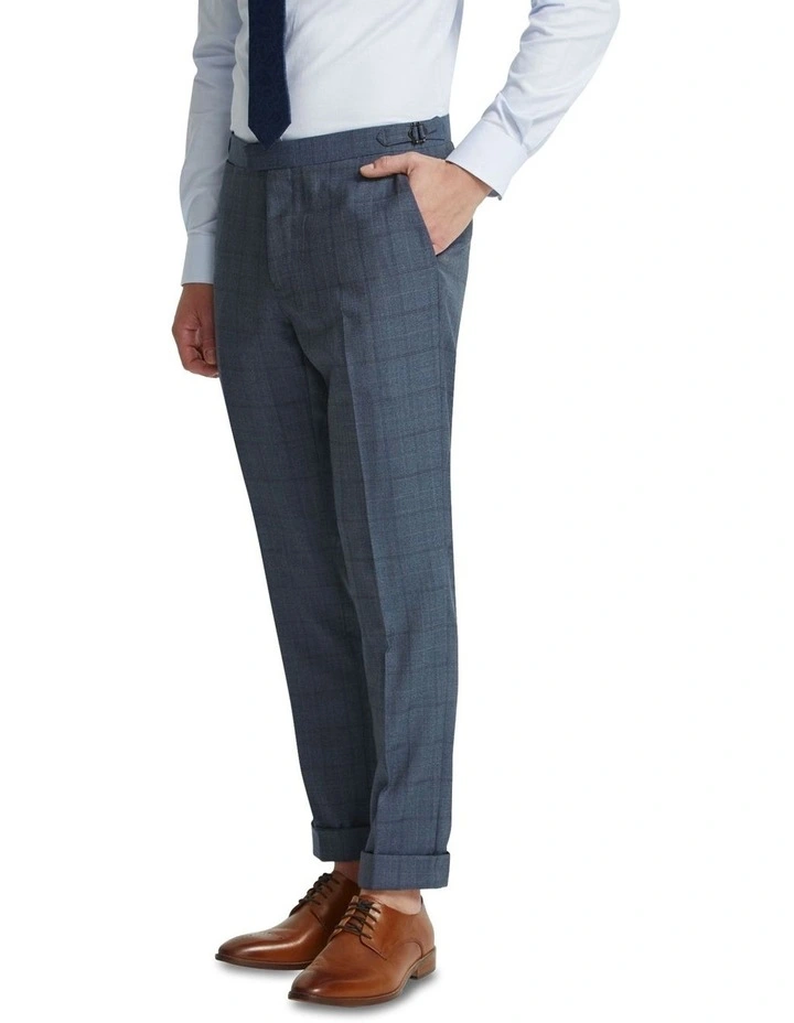 Byron Wool Suit Trousers With Side Tab in Blue