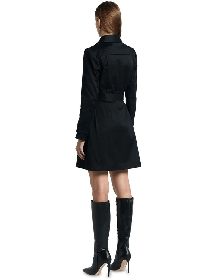 Long Sleeve Utility Mini Dress in Black