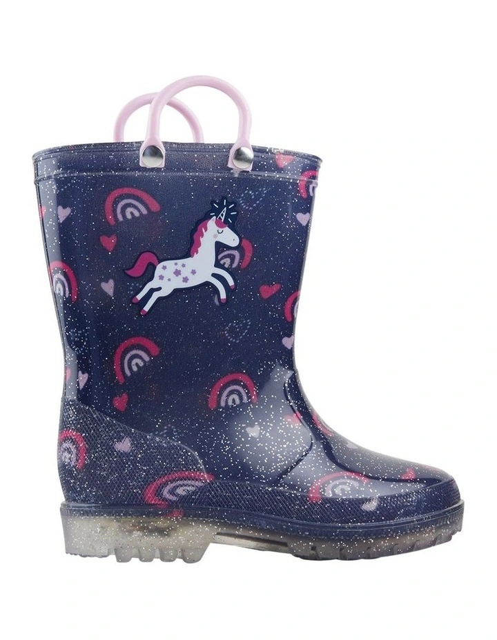 Calli Unicorn Gumboots in Navy