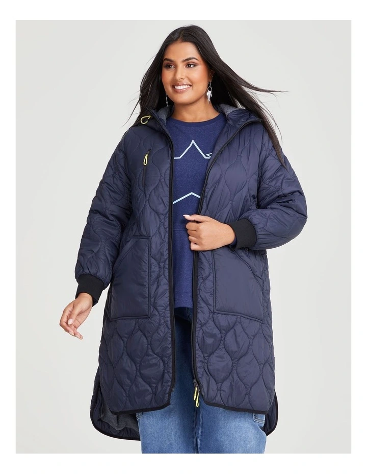 Quilted Puffer Jacket in Navy