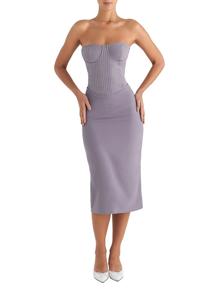 Strapless Midi Dress in Slate