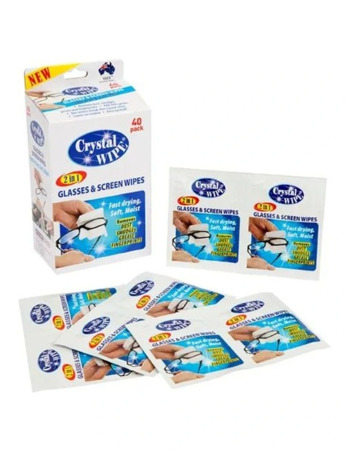Glasses And Screen Wipes Cleaning Cloths 40 Packs in White
