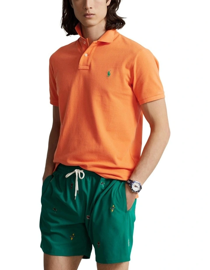 Custom Slim Fit Mesh Polo Shirt in Orange