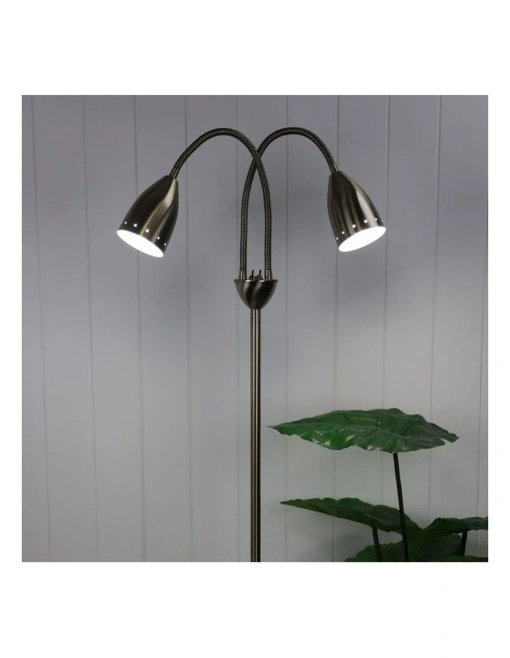 Stan Twin Floor Lamp Antique Brass