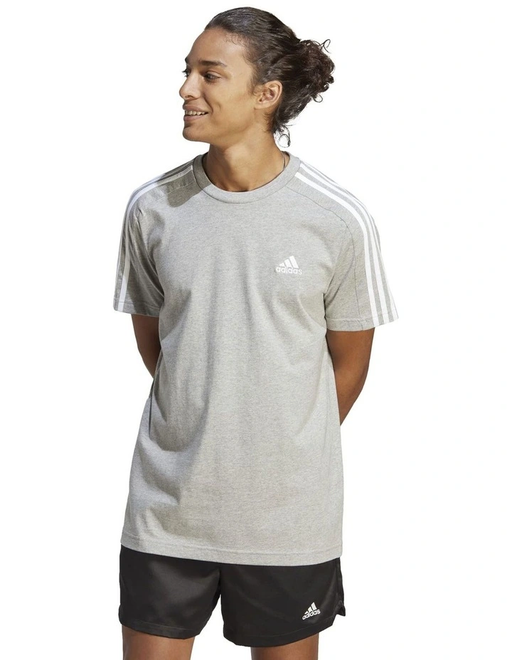 Essentials 3-Stripes T-shirt in Medium Grey Heather