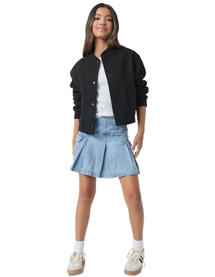 Lena Pleated Skirt in Mid Blues