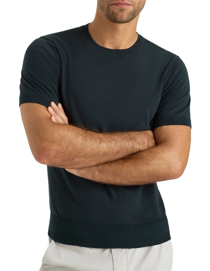 Elba Knit Tee in Dark Green