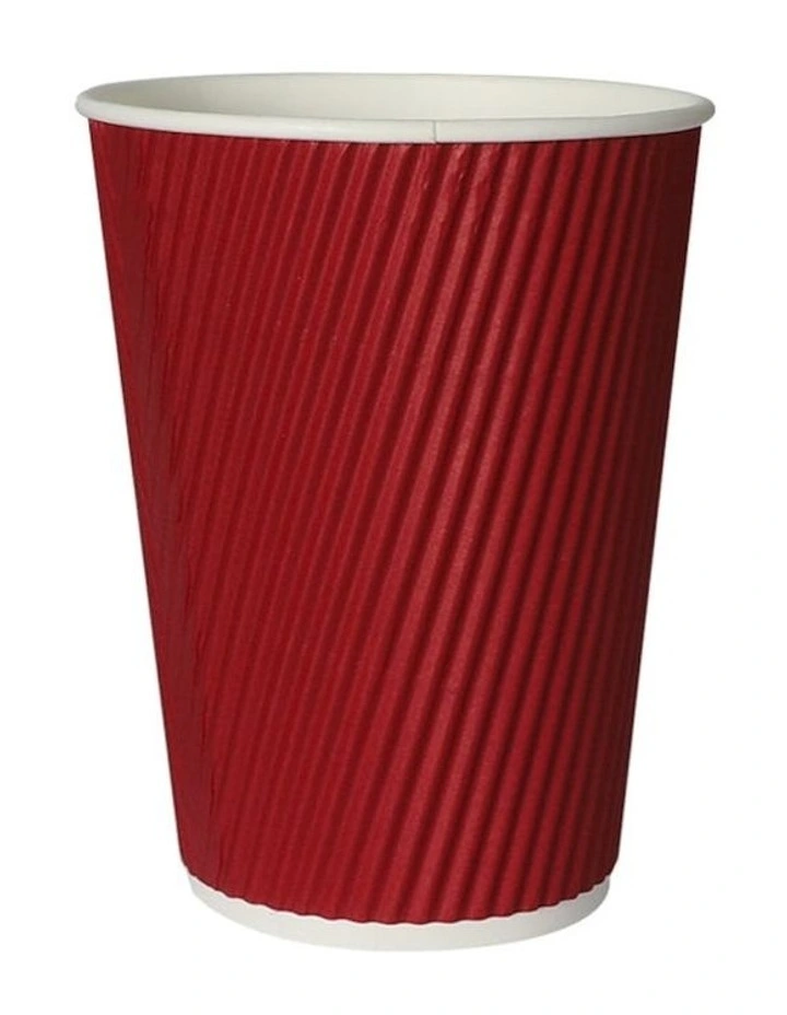 Disposable Takeaway Coffee Cups with Lids 12oz x100 in Red/Black