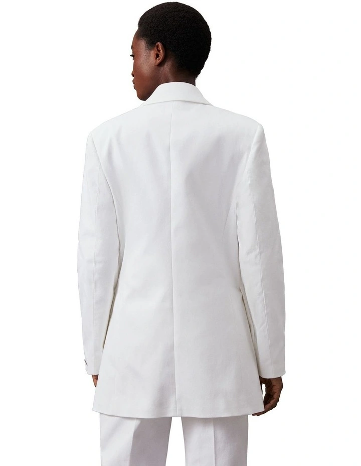 Cotton Twill Tailored Blazer in Bright White