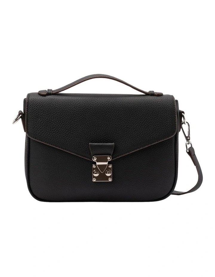 Teagan Leather Crossbody Bag in Black