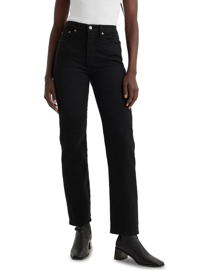 Wedgie Sprout Cotton Straight Leg Jeans in Black