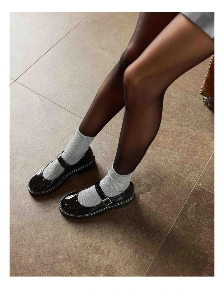 Nene Chunky Mary Jane Loafers in Black Patent