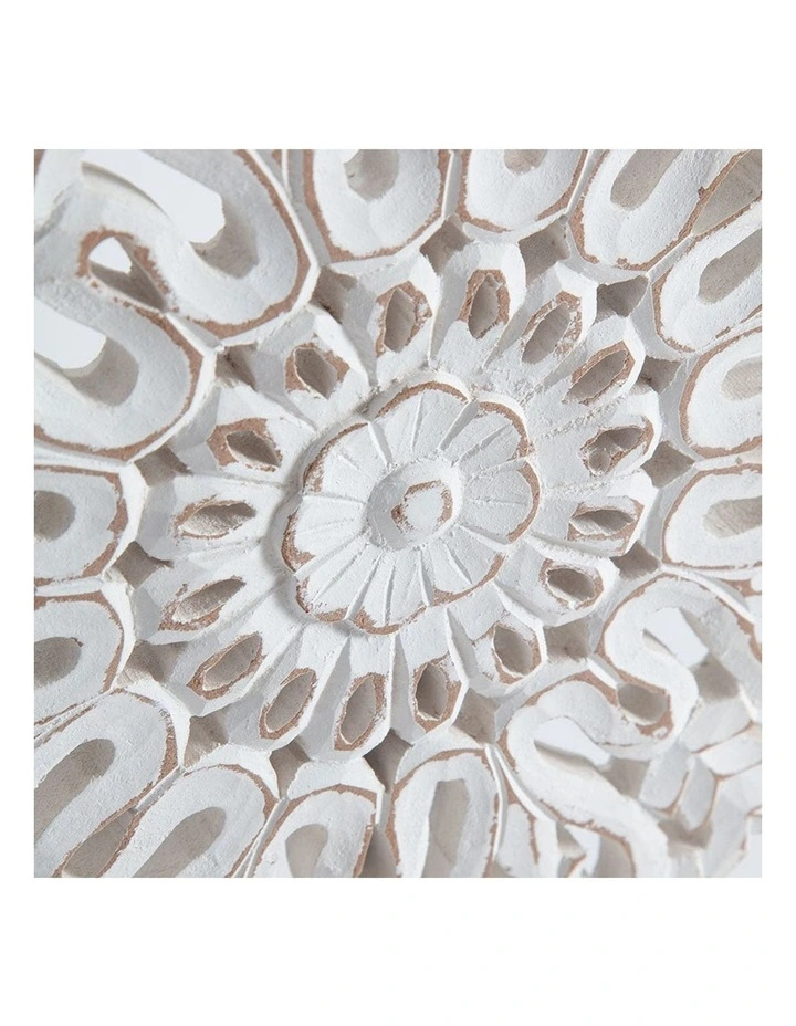 Mandala Flower Tabletop Plaque Decor in White